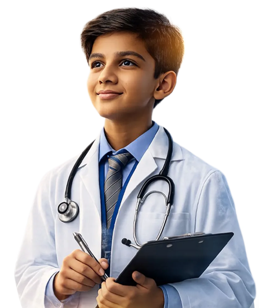 Student in doctor coat